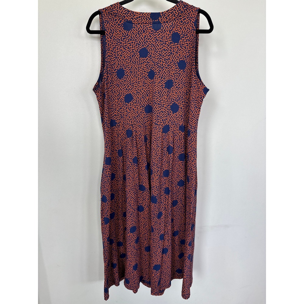 Gudrun Sjoden Womens Large Orange Blue Geometric Cotton Sleeveless Midi Dress - Picture 3 of 10
